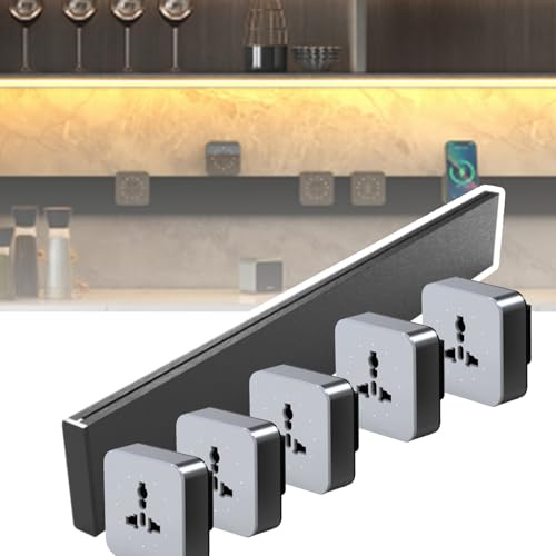 DEaThsalL Power Rail Socket With Ring Light, Kitchen, Living Room, Island, Office, Flexible Socket, 8000W, Individually Controllable Wall Socket 1200mm+5hole*5