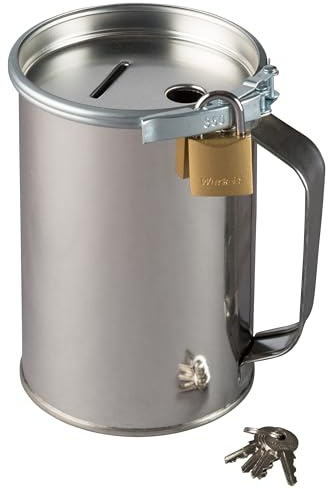 Boîte à dons avec poignée et serrure, verrouillable, boîte de collection, tirelire