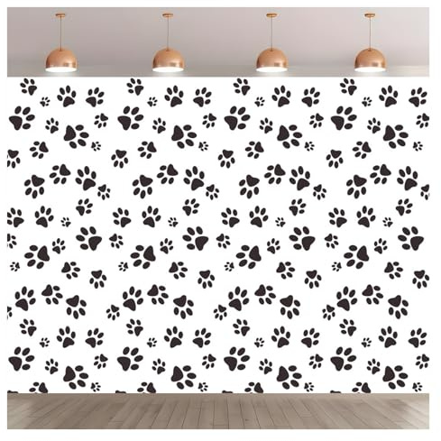 7x5FT Cartoons Puppy Dog Paw Theme Photography Background Kids Boys Birthday Party Photo Backdrop Banner Polyester Fabric Studio Props Booth Video Shooting Decorations Supplies