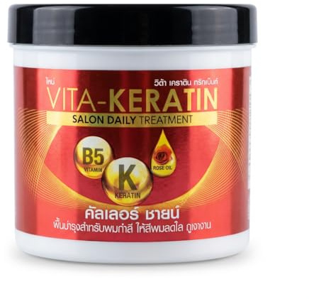 VITA-KERATIN Masque Capillaire Kératine Huile de Rose B5 Soin Quotidien pour Éclat Couleur 250g - Soins cheveux colorés