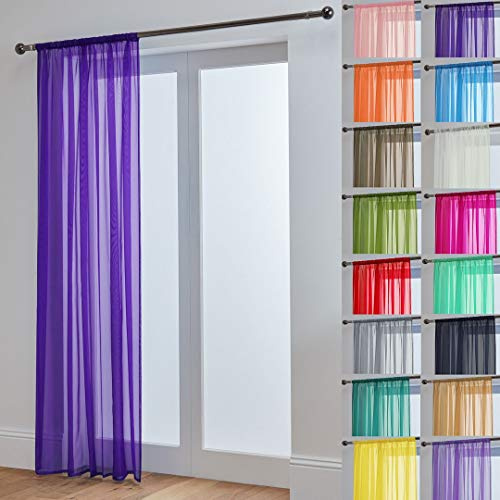 John Aird Lucy Voile Curtains - Rod Pocket Slot Top - Net Curtains - 1 Panel (Aubergine, 58 Wide x 118 Drop)