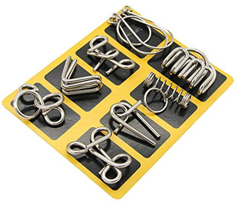 Gracelaza 8 pcs Metal Wire Puzzle Logic Brain Teaser Set - Metal Ring IQ Puzzles Difficult Games - Ideal Intelligence Toys Gifts for Kids and Adults