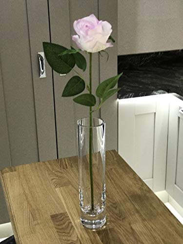 Best Artificial 45cm Single Rose Silk Flower Stem Wedding Home Garden Arrangement (1, White/Purple)