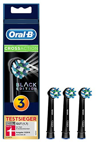 Braun Oral-B 4210201216162 Oral-B CrossAction Black Edition Aufsteckbürsten, Borsten im 16-Grad Winkel für eine überlegene Reinigung, 3 Stück