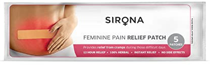 Sirona Herbal Pain Relief Patches - Pack of 5 | Instant Relief from Menstrual Cramps, Lower Abdomen, Back | Cool Patches with No Chemical Actives, No Side Effects