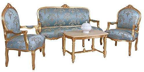 Salon Garnitur Südfrankreich Toile de Jouy Sofa Sessel Shabby Chic cat381a13 Palazzo Exklusiv