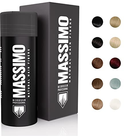 MASSIMO Derusso Professional – 25g Streuhaar, Schütthaar (mittelbraun) Hair Fibers zur Haarverdichtung und Kaschierung bei Haarausfall, Geheimratsecken, lichtes Haar – 100% natürlich