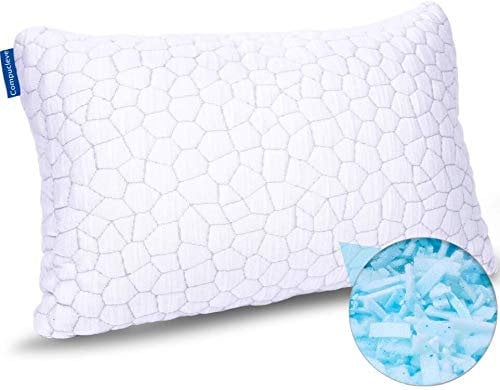 Geschredderte Memory-Schaum-Kissen zum Schlafen, kühlendes Bettkissen mit verstellbaren Loft-hypoallergenen Bettkissen für Seiten- und Rückenschläfer, abnehmbar, gewonnener Viskose-Bezug (1 Stück)