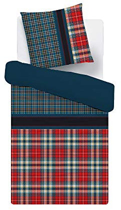 Brielle Bettwäsche aus 100% Baumwolle 155 x 220 cm - Bettwäsche-Set Biber Karo Design, hohe Qualität, weich, einfarbig mit Öko-Tex-Zertifizierung