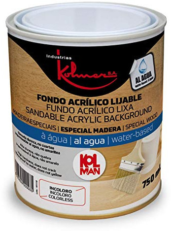 Fondo acrílico lijable al agua Kolman. Tapaporos acrílico al agua (4 litros, blanco)