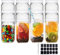 YBCPACK 12 Pack 16 Oz(500ml Clear Plastic Mason Jars With Seal Lids, Extra Labels, 1 Pen, PET Plastic Jars with lids for Kitchen, Home, Craft