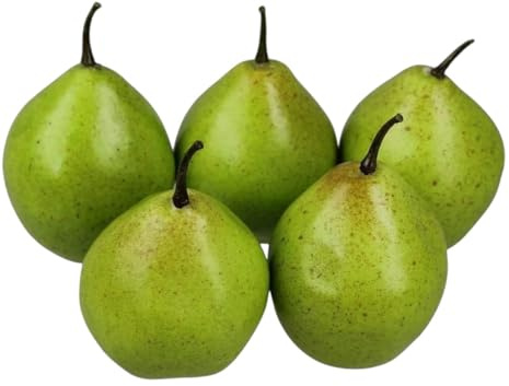 GMMH Künstliche Deko Birne, 5 Stück (Grün, 20-40 g/St) Lebensechtes Plastikobst, Plastikfrucht, Kunstobst, Frucht, Dekoration, Schaufenster, Haushalt, Küche, Party, Hotel