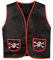 Boland 74147 - Piratenweste, rot-schwarz, für Kinder von 4-7 Jahren, Weste mit Totenköpfen und Taschen, Lederlook, Kostüm, Karneval, Mottoparty, Verkleidung