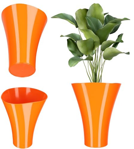 KADAX Pot de fleurs en plastique - Diamètre : 16 à 16,5 cm - 13 couleurs - Avec surface brillante - Protection pour cactus, soucis, fougères, pots de plantes, orange - Diamètre : 16 cm