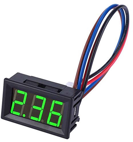 Amperemeter Digitales Gleichstrom Anzeigefeld mit zwei Kabeln 0-10A Digitaler Strommessgerät 0,56 Zoll mit Polaritätsschutzleitung(Grün)