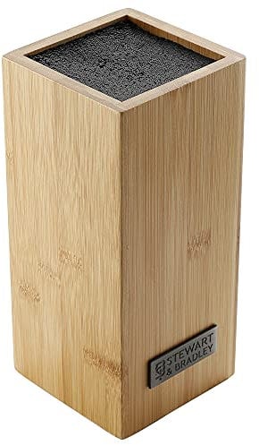 STEWART & BRADLEY Original Bamboo Knife Block – Signature Universal Bristle Design Holds Knives Securely in Style