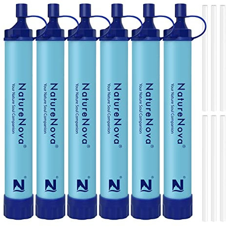 Personal Water Filter Straw Outdoor Portable Filtration Emergency Survival Gear Water Solutions Tactical Gear for Hiking Camping Accessories Travel Hunting Fishing Outing Backpacking (6 Pack)