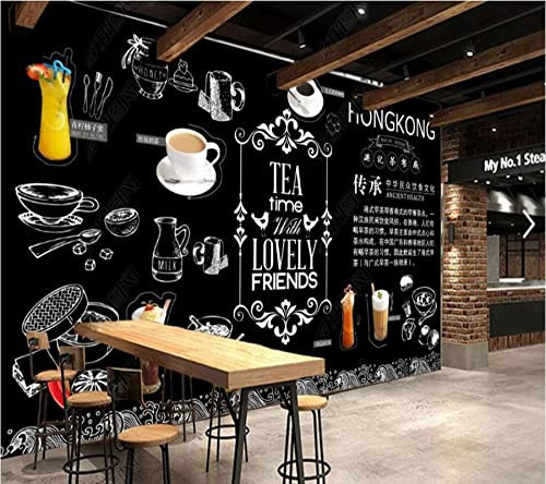 Frtmsticker Fototapete 3D Effekt Cafe Letter Pattern Vlies Tapete Moderne Wandtapete Wandbild Hintergrundbild Wanddeko Für Wohnzimmer Schlafzimmer Küche Büro Flur Dekoration 360X250Cm