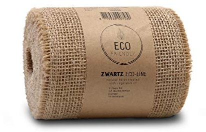 Dekomarket Juteband, Tischläufer, Soft Jute, Natur/Farbig 15 cm breit, 10 m Rolle | Tischband Deko Hochzeit rustikal Natur/Farbig (Natur)