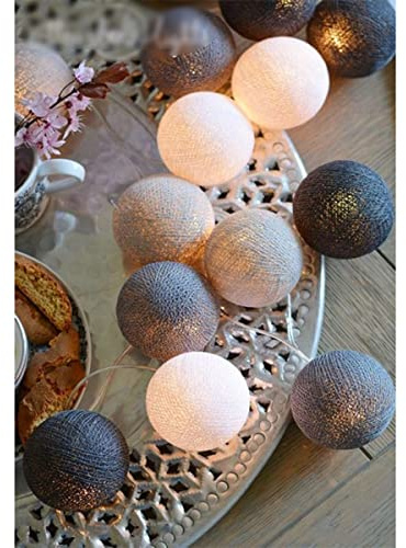 ROUOHUD Cotton Ball Lichterkette, LED Cotton Bälle Kette USB, 8 Modi mit Remote-Timer für Innen Deko，LED Kugel Light für Innen Kugeln für Hochzeit, Party, Zimmer, Vorhang(Size:6m,Color:D)