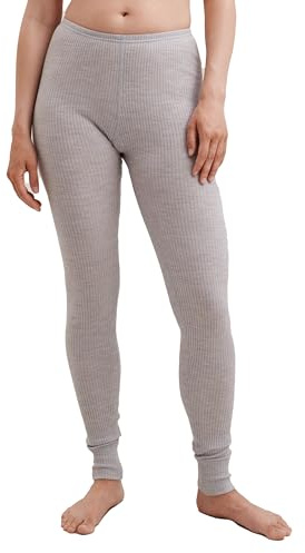 DILLING Ribbed women's leggings - organic merino wool Light grey 12