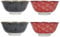 KitchenCraft Juego de 4 cuencos de gres esmaltado, Floral rojo y negro, 15,5 x 7,5 cm, en caja de regalo