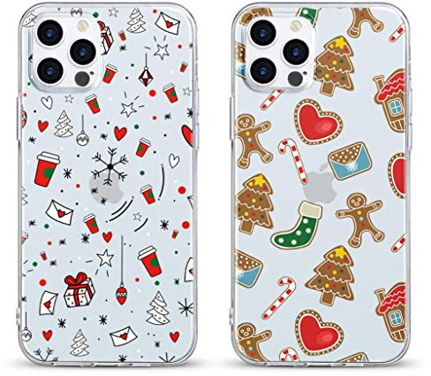 Phoona [2 Stück] Weihnacht Durchsichtig Hülle für Samsung Galaxy A22 4G / M32 / M22 6,4 Schutzhülle, Transparent Silikon Stoßfest Handyhülle mit Lebkuchenmann Deko Weihnachten Case Cover