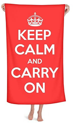 Überwurfdecke mit Aufschrift Keep Calm And Carry On, weiches warmes Flanell, Rot