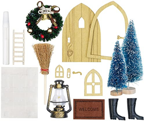 infactory Wichteltür: DIY-Weihnachtsdeko-Set Wichtelhaustür für Zierleiste und Modellbau (Wichteltür Weihnachten, Wichtel-Zubehöre Weihnachten, Weihnachtswichtel)