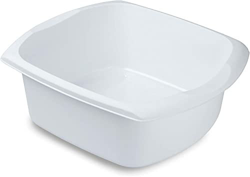 HoitoDeals 9.5L Plastic Rectangular Washing Up Bowl For Kitchen Sink Dishes Basin (1Pcs White)