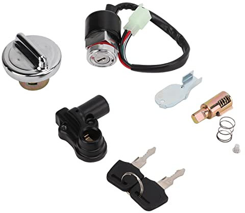 Automotive Zündanlassschalter Zündanlasser Zündschalter Gasdeckel Kit Schloss 2 Schlüssel Ersatz für Dax Skyteam 50cc 125cc Zündschalter Gas