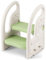 Onasti Step Stool for Kids, Toddler Step Ladder with Handles, Height Adjustable 2 Step Stool, Plastic Ladder/Toddler Helper Stool for Potty Training, Bathroom Sink, Bedroom & Kitchen (Green-white)