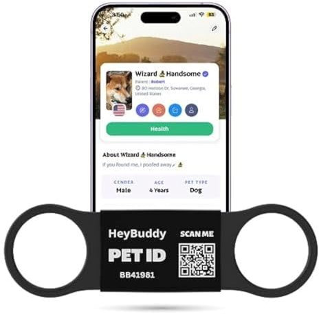 HeyBuddy® Slide Series – QR-Code Smart Pet Tags für Hunde und Katzen, personalisierte Haustiermarke speichert mehrere Informationen, einschließlich passiver Standortverfolgung,