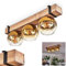 Deckenleuchte Montgomery, Deckenlampe aus Metall/Holz/Glas in Schwarz/Natur/Goldfarben/Klar, skandinavisches Design mit Holzbalken (60 cm) u. Glaskugeln (Ø 15 cm), 3 x E27-Fassung, ohne Leuchtmittel