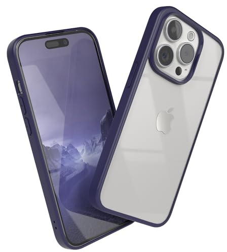 EAZY CASE Clear Hybrid Bumper Hülle kompatibel mit iPhone 15 Pro, Handyhülle mit Ultra Aufprallschutz, Stoßfest und Kratzfest, dünne Schutzhülle mit Kameraschutz, Handy Case, Lila