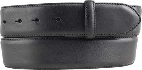 BELTINGER Gürtel aus Vollrindleder mit Naht 4,0 cm ohne Schnalle | Weicher Ledergürtel für Damen Herren 40mm | Bombierter Jeans-Gürtel mit feiner Struktur | Schwarz 105cm