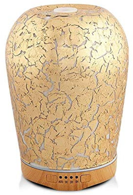 CAFFIA Essential Oil Diffuser, Gold-Plated Glass Diffusers for Aromatherapy Diffuser Cool Mist Humidifier with 7 Colors Lights 4 Timers 280 Ml for Home Office Room