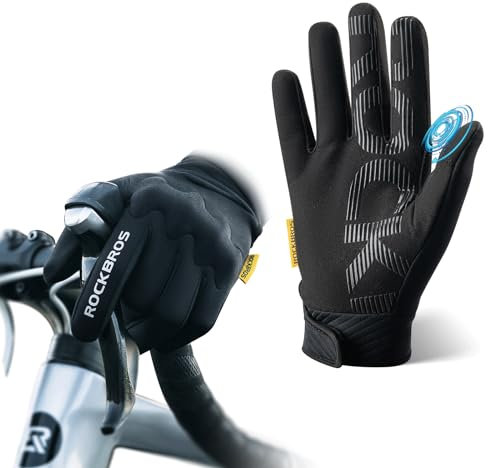 ROCKBROS Fahrradhandschuhe rutschfeste Handschuhe Warme Winddichte Vollfinger Sporthandschuhe Touchscreen Damen/Herren Frühling und Herbst zum Radfahren Laufen Klettern Wandern Motorradfahren XXL