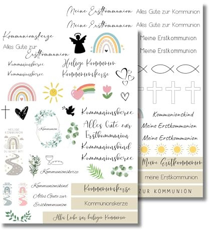 MilaBoo® Kerzentattoos I DIY Aufkleber für besondere Anlässe, einfache Anwendung, vielseitig einsetzbar (Kommunion)