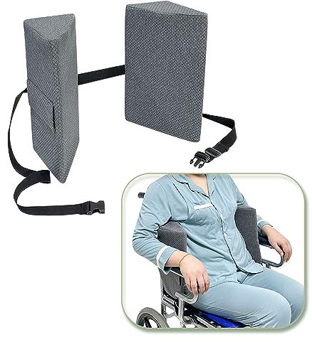 Mybow Soporte lateral para silla de ruedas, cojín de apoyo lateral para silla de ruedas, cojín de espuma de cuña contorneado, acolchado lateral para personas mayores, mejor postura con correa