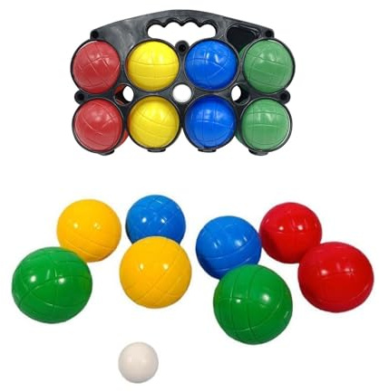 Set di Bocce 8 Sfere in 4 Colori Diversi in Plastica con Boccino e Custodia Bocce Piene per Bambini e Adulti Gioco Bocce da Spiaggia Giardino Parco Prato Gioco Sportivo per Esterni Giochi di Abilità