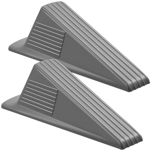 Frienda 2 Pcs Jumbo Door Stoppers Heavy Duty Door Stopper Tall up to 2inch Tall Wedge TPR Large Wedge Stackable Big Rubber Doorstop for Hotel Carpet Hardwood Concrete and Tile (Gray)