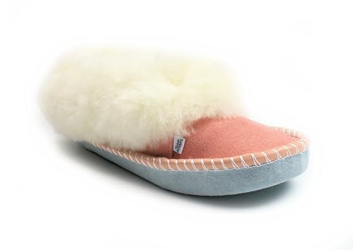 Sheep Dreams Lammfell Hausschuhe Hüttenschuhe Pantoffeln Ledersohle (Rosa, EU Schuhgrößensystem, Erwachsene, Damen, Numerisch, M, 41)