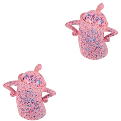 MAGICLULU 2 Pièces Parodie De Tasse Tordue Pot De Stockage De Nourriture Créatif Bidon D'épices Pot De Rangement Créatif Bidon De Rangement De Cuisine Bidon De Bureau Bidon Drôle Rose Résine