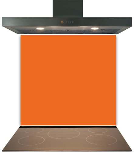 C2G Coloured Toughened Glass Splashback for Kitchen, Tempered Heat-Resistant Glass Splashbacks with Polished Edges for Cooker and Hob Backsplash (Orange, 60 x 70cm)