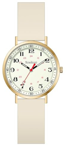 Szaikyri Krankenschwester Armbanduhr Für Frauen, Medizinisches Fachpersonal Und Studenten Mit Leuchtend Leicht Lesbarer Militär-Uhr Zeitscheibe Unisex Sportuhren Wasserdicht (Starlight Glod)