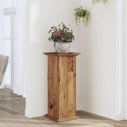 Sufrk Soporte para plantas de madera vieja, 33 x 33 x 80 cm, madera multicapa, soporte para flores de bambú, jardinera de interior, estantería porta plantas, maceta de exterior para casa, patio o