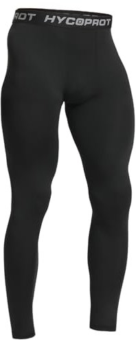 HYCOPROT Pantaloni a Compressione da Uomo Leggings da Asciugatura Rapida Sportivi Pantaloni Leggings Base Layer Traspiranti Pantaloni Stretti Corsa (Nero, L)