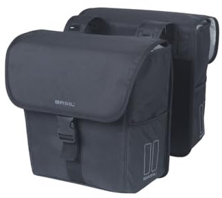 Basil Go Double Bag - 32L, Schwarz, Wasserabweisende Doppeltasche, Ideal für Einkäufe, Stadtfahrten und den täglichen Gebrauch