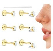 YADOCA G23 Titan Helix Piercing Tragus Ohrringe Innengewinde Labret Conch Piercing Hypoallergen Helix Ohrringe Piercing Ohr Gold Tragus Piercing Schmuck, Opal